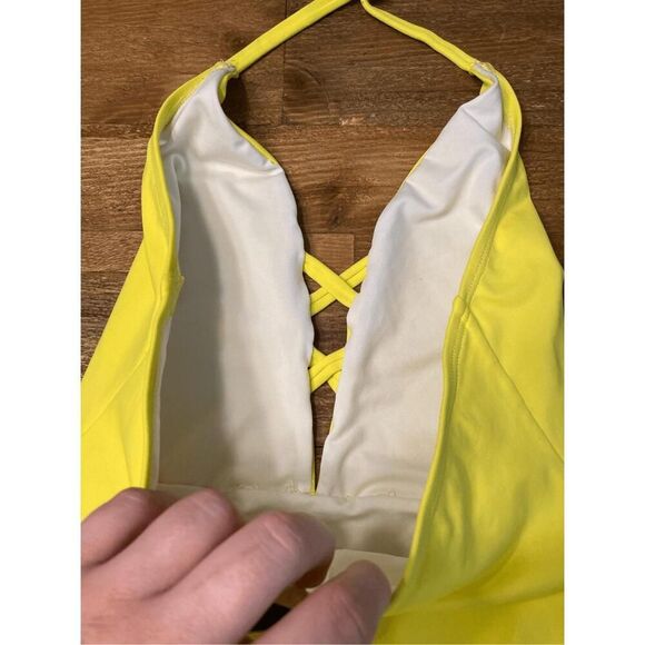 Frederick's of Hollywood SMALL NWT Sunset Strap Blazing Yellow Halter Swimsuit - Picture 7 of 9